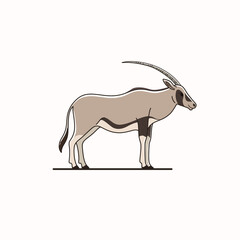 llustration of saber antelope. Simple contour vector illustration for emblem, badge, insignia.