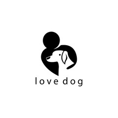 love dog logo illustration of a hug dog, abstract vector design