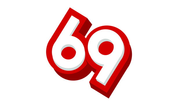 3D Number 68 Red Modern Cool Logo
