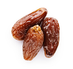 Dried dates isolated on white background.