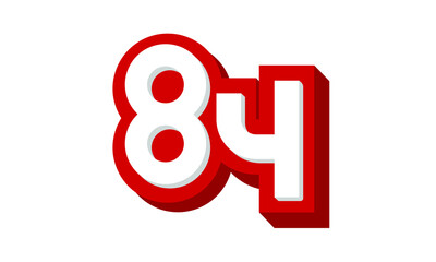 3D Number 84 Red Modern Cool Logo