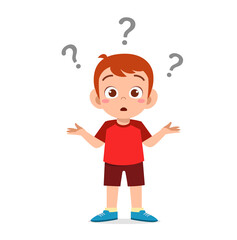 cute boy show confused expression with question mark