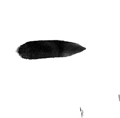 Black dab stain of watercolor paint. Straight line. Artistic wash, blot and splashes. Abstract shape with brush strokes. Watercolor 