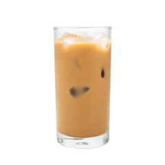 Iced coffee on cup  isolated  white background