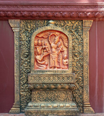 Khmer style wall relief in Phnom Penh, Cambodia