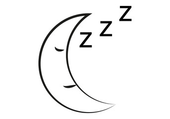 Icono de una luna soñando en fondo blanco.