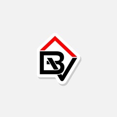 Initial BV Letter logo sticker