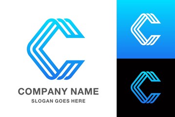 Geometric Square Letter C Business Company Vector Logo Design