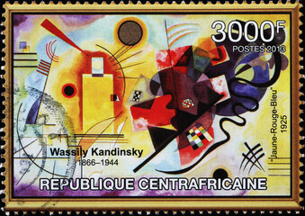 Abstract painting by Kandinsky on stamp