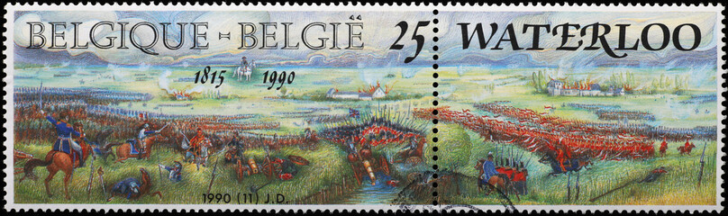Battle of Waterloo on belgian postage stamp