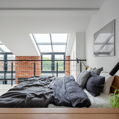 Stylish bedroom on mezzanine