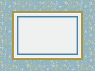 Blue plant natural line art frame