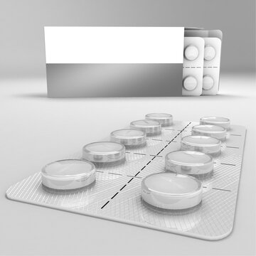 A strip of pills 3d rendering isometric  illustration. suitable for your design element.