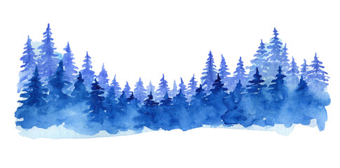 Watercolor fir forest background