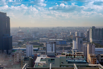 Fototapeta na wymiar overview from skyscraper in Phnom Penh city 