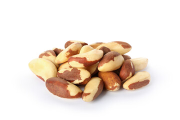 Tasty brazil nuts isolated on white background