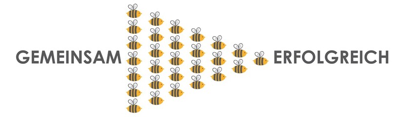 Fleißige Bienen gemeinsam erfolgreich, Schwarmintelligenz, Gruppendynamik, symbolisch, Vektor, Illustration