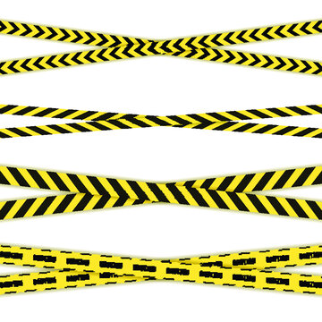 Vector Set of Danger Crossed Tapes Isolated on White Background.

