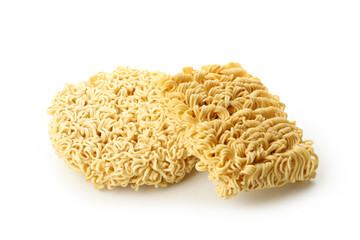 Uncooked instant noodles isolated on white background