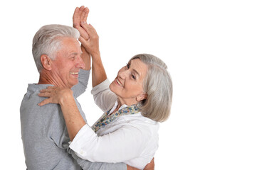 portrait of happy senior couple  dancing