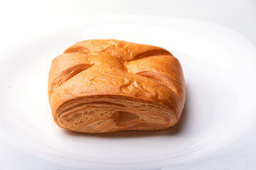Sweet bun on white background.
