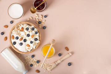 curd breakfast. cottage cheese and yogurt with berries