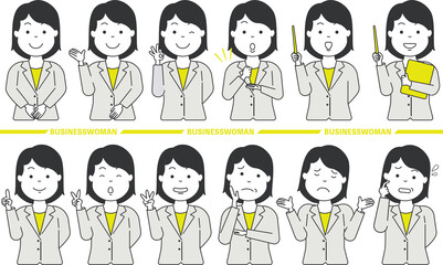 businessWoman_A　女性　ビジネス　ハンドサインセット