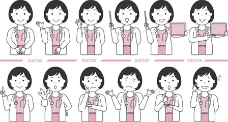 costume_set_Dr02 _A　女医のハンドサインセット　医者