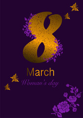 vector illustration, postcard for March 8, international women's day