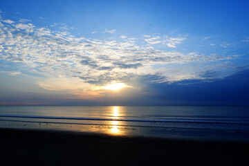  Beautiful beach and tropical sea, Wave of the sea on the sand beach and Nature background.soft and blur focus. 