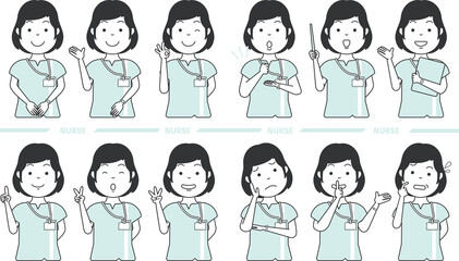 看護師のハンドサインセット