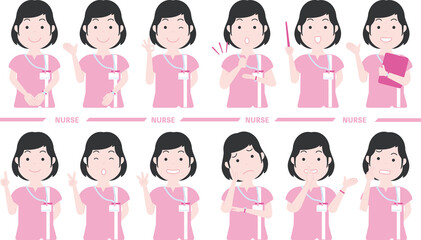 看護師のハンドサインセット