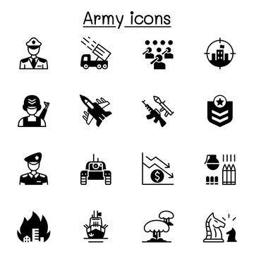War & army icons set vector illustration graphic design