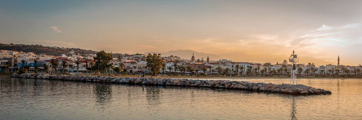 Fototapeta na wymiar Panoramic View of Rythmno, Crete at sunrise.