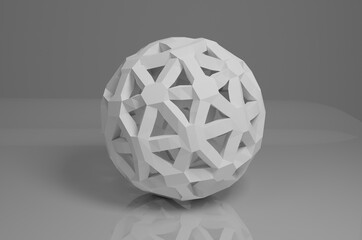 3d rendering white hollow ball 