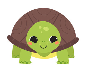 Happy Green Turtle Standing and Smiling Vector Illustration