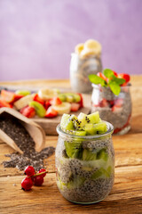 vertical kiwi Chia pudding vegan yogurt oat milk