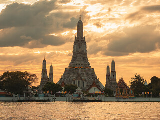 Wat Arun Famous temple on Chaopraya River Bangkok landmark Thailand tourism