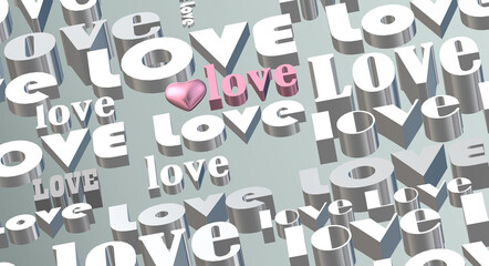 Gold multy words LOVE on green pastel background