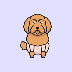 Cute dog poodle mascot logo design