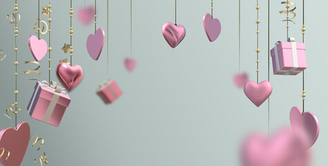Pink hanging hearts