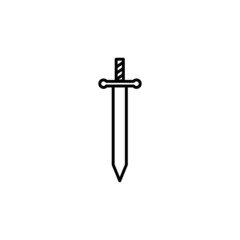 Sword Outline Icon. Sword Line Art Logo. Vector Illustration. Isolated on White Background. Editable Stroke
