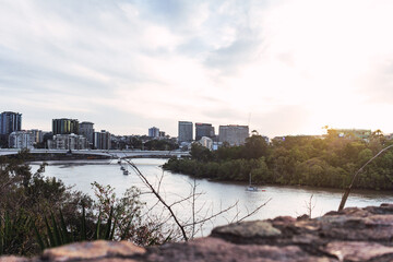 modern building with river in brisbane