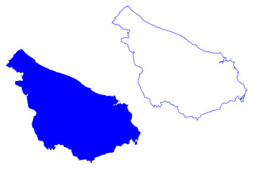 Obraz premium Brindisi province (Italy, Italian Republic, Apulia region) map vector illustration, scribble sketch Province of Brindisi map