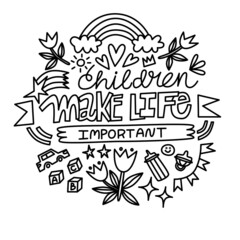 doodle motivational quote vector isolated, ideal for coloring, web, print