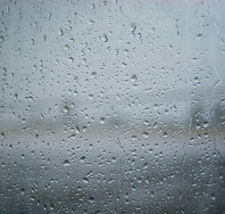 drops on the glass after the rain