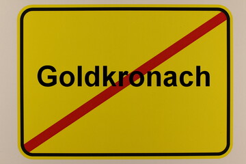 Illustration eines Stadtausgangsschildes der Stadt Goldkronach