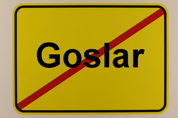 Illustration eines Stadtausgangsschildes der Stadt Goslar