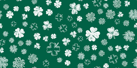 Collection of Clover, Patrick's day. Hand-drawn style. Vector illustration.	
