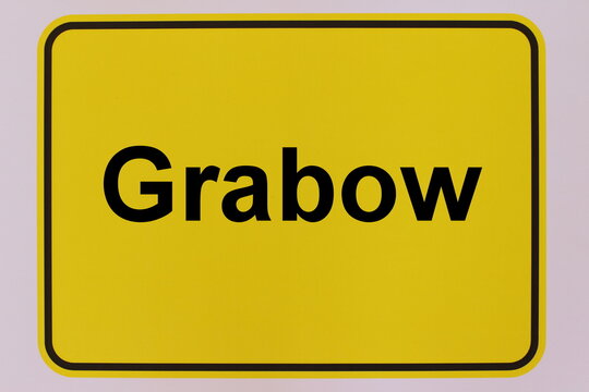 Illustration eines Stadteingangsschildes der Stadt Grabow